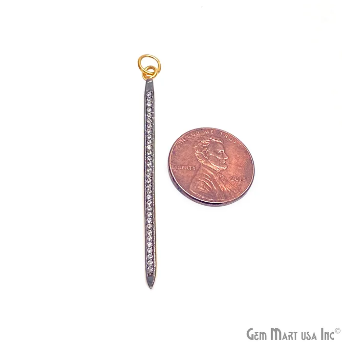 Necklaces GemMartUSA SPIKE Shape Necklace Pendant 2x52mm Cubic Zirconia Gold Vermeil Pave Charm Necklaces GemMartUSA SPIKE Shape Necklace Pendant 2x52mm Cubic Zirconia Gold Vermeil Pave Charm