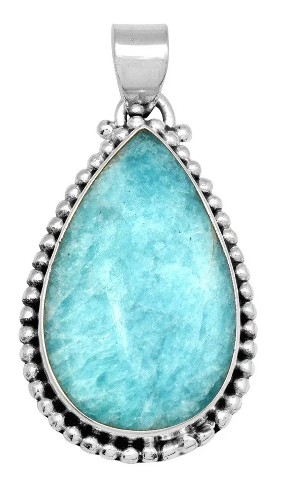 Necklaces YoTreasure Amazonite 2 Long 925 Solid Sterling Silver Pendant With 18 Chain