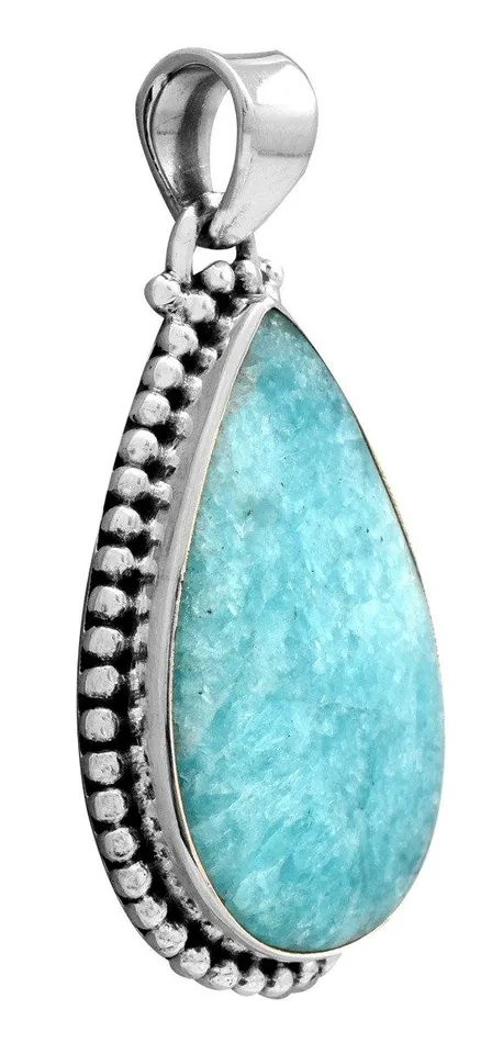 Necklaces YoTreasure Amazonite 2 Long 925 Solid Sterling Silver Pendant With 18 Chain