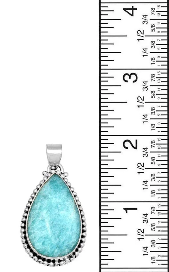 Necklaces YoTreasure Amazonite 2 Long 925 Solid Sterling Silver Pendant With 18 Chain