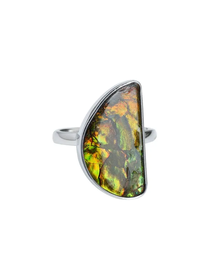 Rings YoTreasure 895 Ct Ammolite Ring Solid 925 Sterling Silver Jewelry