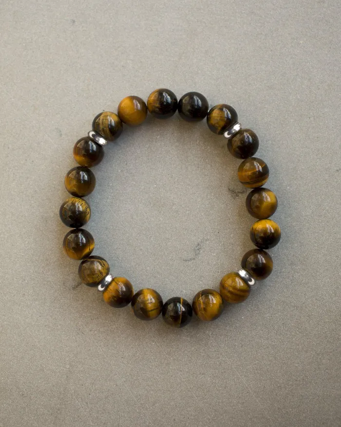 Tiger Eye Solid 925 Sterling Silver Charm Stretchable Beaded Bracelet For Mens Jewelry YoTreasure Bracelets Tiger Eye Solid 925 Sterling Silver Charm Stretchable Beaded Bracelet For Mens Jewelry YoTreasure Bracelets