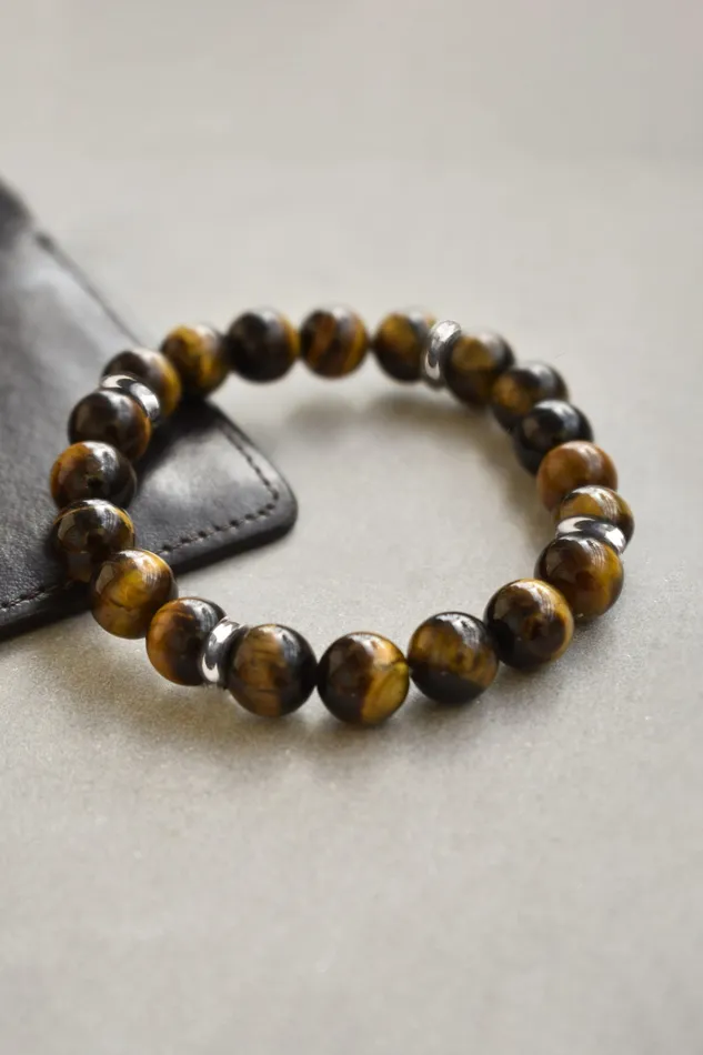 Tiger Eye Solid 925 Sterling Silver Charm Stretchable Beaded Bracelet For Mens Jewelry YoTreasure Bracelets Tiger Eye Solid 925 Sterling Silver Charm Stretchable Beaded Bracelet For Mens Jewelry YoTreasure Bracelets