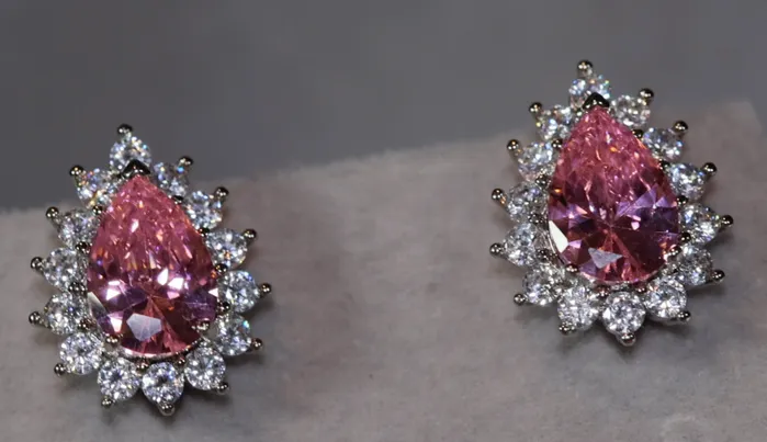 Womens Ear Studs Pear Shape Earrings Teardrop Earrings Pink Diamond Earrings Teardrop Earrings Womens Earrings Stud Earrings Lab Diamonds London Earrings