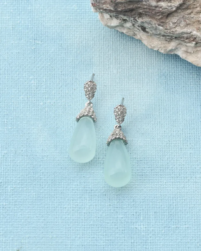 YoTreasure Earrings Aqua Chalcedony White Topaz 925 Solid Sterling Silver Gemstone Earrings YoTreasure Earrings Aqua Chalcedony White Topaz 925 Solid Sterling Silver Gemstone Earrings