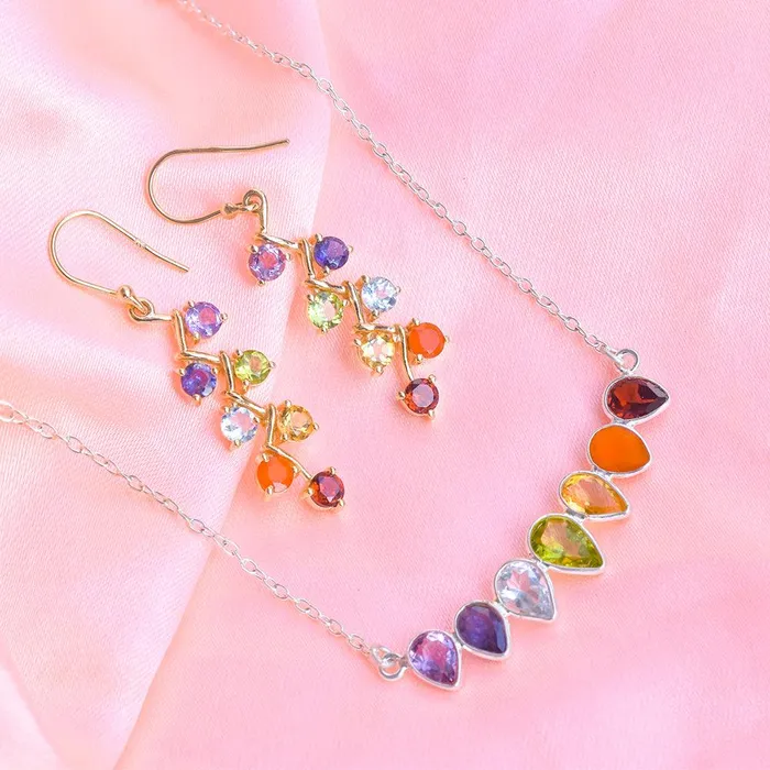 YoTreasure Earrings Chakra Stone Solid 925 Silver Gold Plated Dangle Earrings
