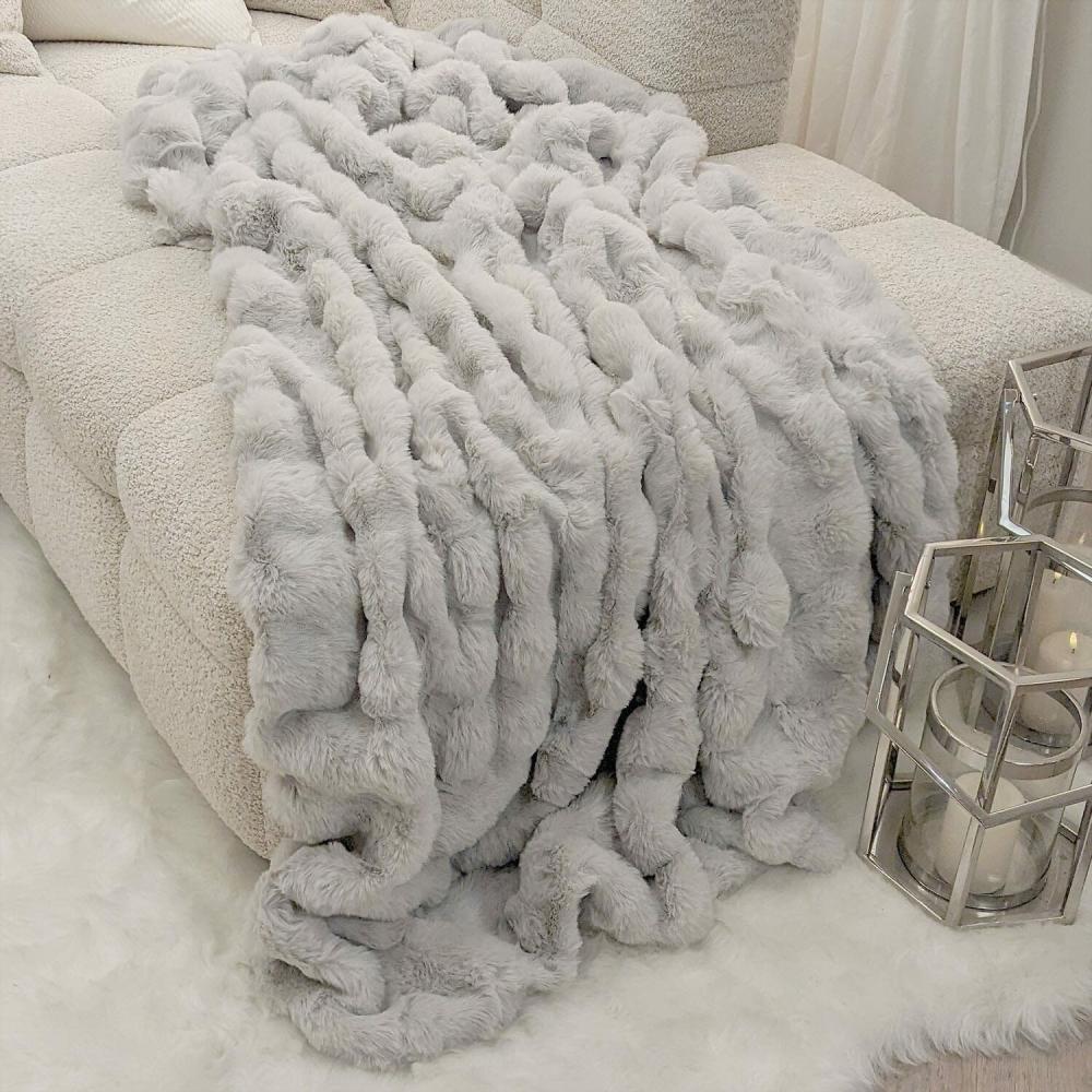 Beadspreads & Throws |   Brooklyn Grey Super Soft Faux Fur Textured Throw Beadspreads & Throws Beadspreads & Throws