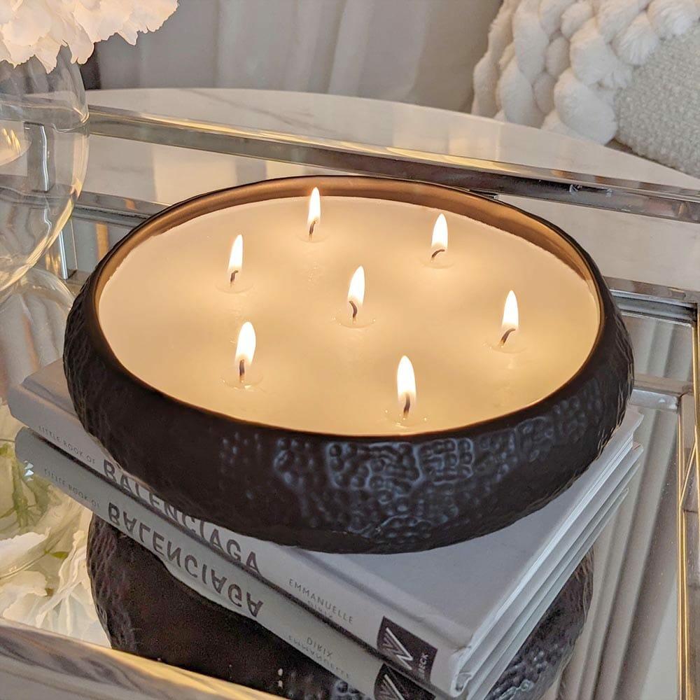 Candles And Holders |   Aeolian Black 7 Wick Scented Candle Accessories Aeolian Candle Range