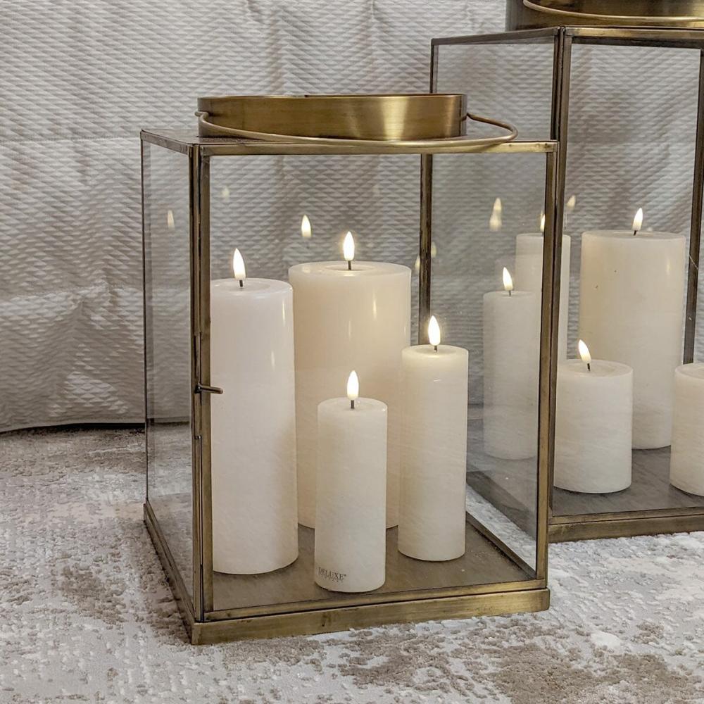 Candles And Holders |   Chai Medium Antique Brass Metal & Glass Lantern Accessories Candles And Holders