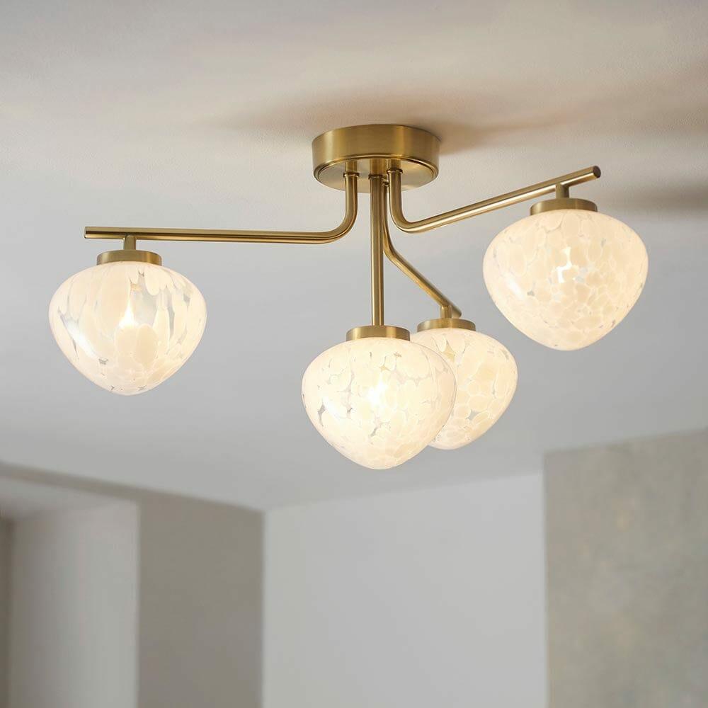 Ceiling Lights |   Emily Gold 4 Light Semi Flush Ceiling Light With Confetti Glass Ceiling Lights Ceiling Lights