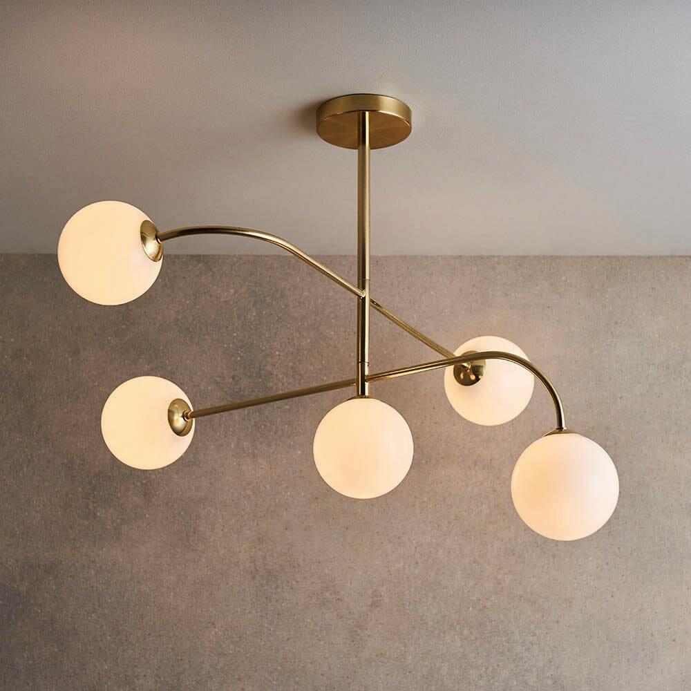 Ceiling Lights |   Sammie Antique Brass 5 Light Semi Flush Ceiling Pendant Ceiling Lights Ceiling Lights