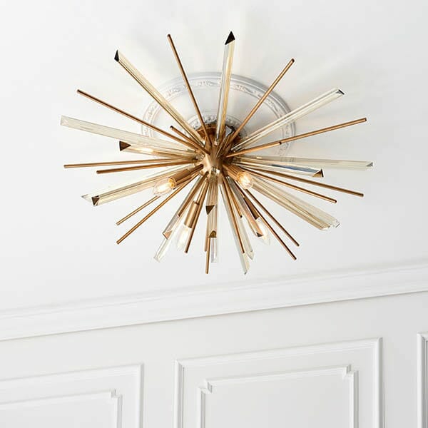 Ceiling Lights |   Verona Gold & Glass Sunburst Flush Ceiling Light Ceiling Lights Ceiling Lights