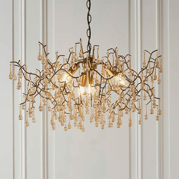 Chandeliers |   Anais Gold Branch Chandelier With Glass Droplets Chandeliers Chandeliers