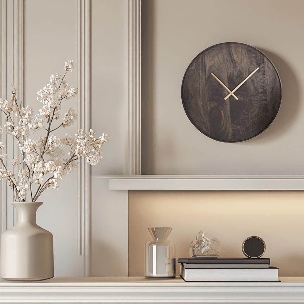 Clocks |   Palermo Medium Brown Mango Wood Wall Clock Accessories Clocks