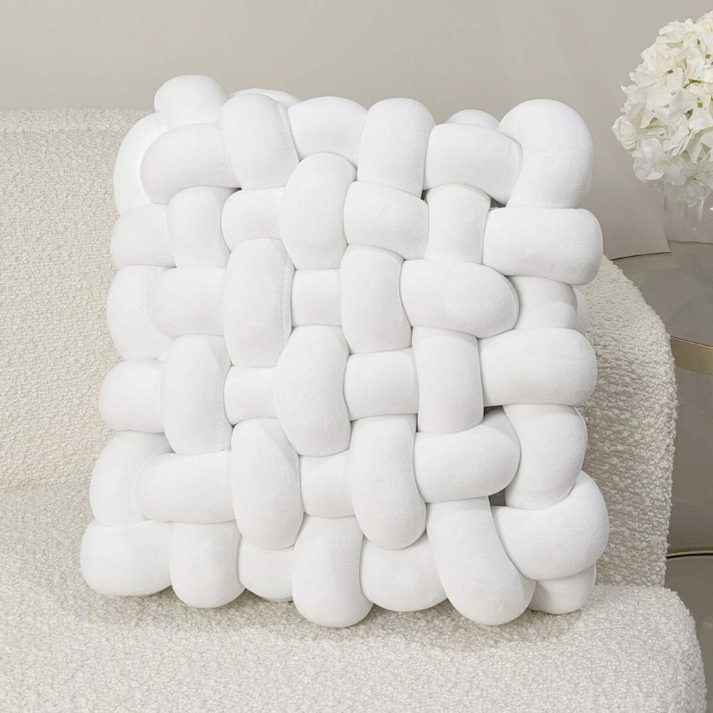 Cushions |   Cream Looped Weaved Effect Decorative Cushion Bed Accessories Cushions