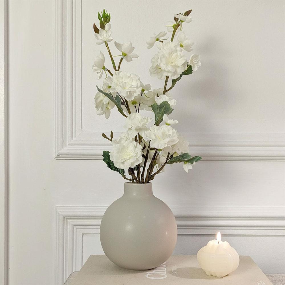 Faux Florals |   Serene Faux Blossom Arrangement In Ceramic Taupe Vase Accessories Faux Florals