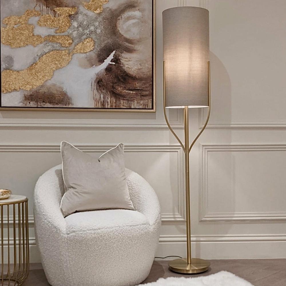 Floor Lamps |   Cleo Gold & Oatmeal Floor Lamp Lighting Floor Lamps