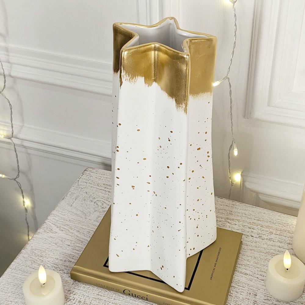 Gold Accessories |   Amina Large Gold & White Speckled Star Decorative Vase Accessories Gold Accessories