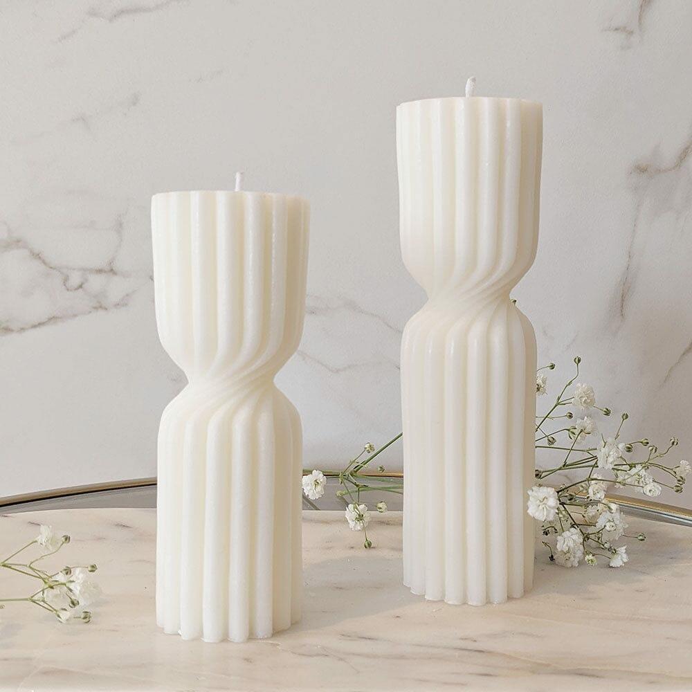 Home Fragrance |   Zaina Medium Ribbed White Pillar Candle Accessories Candles And Holders