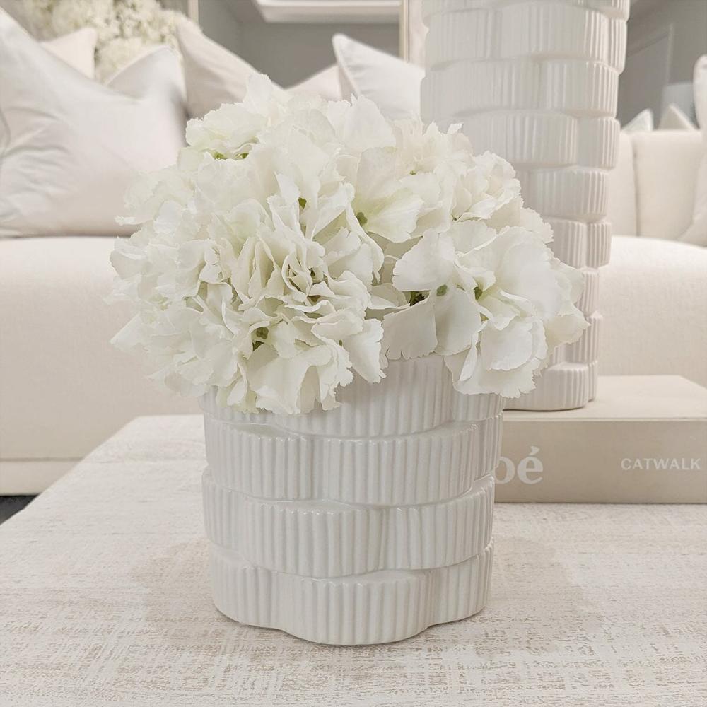 Vases |   Willow White Ribbed Ceramic Planter Accessories Vases