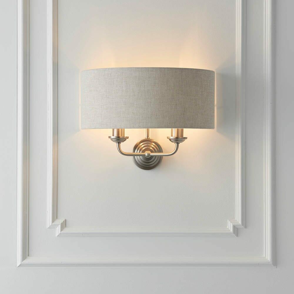 Wall Lights |   Juniper 2 Light Chrome Wall Light With Neutral Shade Lighting Wall Lights