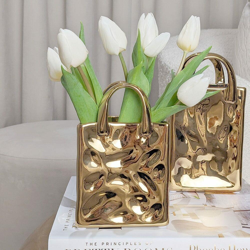 Vases |   Elise Mini Gold Handbag Decorative Vase Accessories Gold Accessories