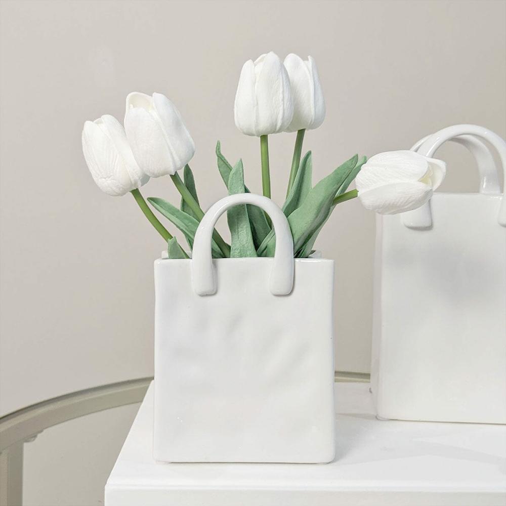 Vases |   Elise Mini White Handbag Decorative Vase Accessories Vases