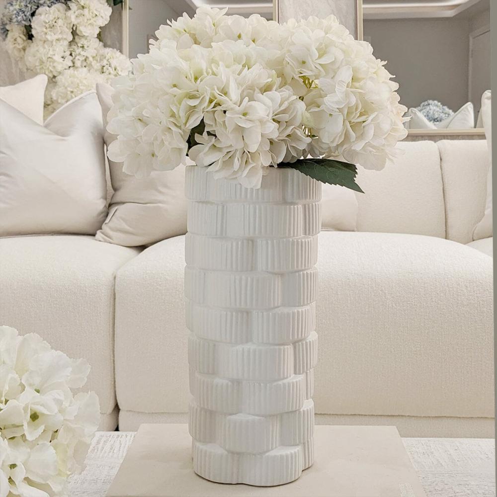 Vases |   Willow Large White Ribbed Ceramic Vase Accessories Vases