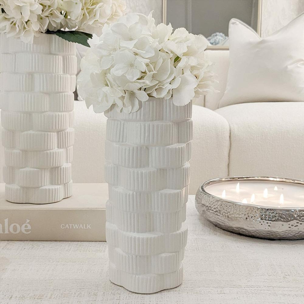 Vases |   Willow Medium White Ribbed Ceramic Vase Accessories Vases