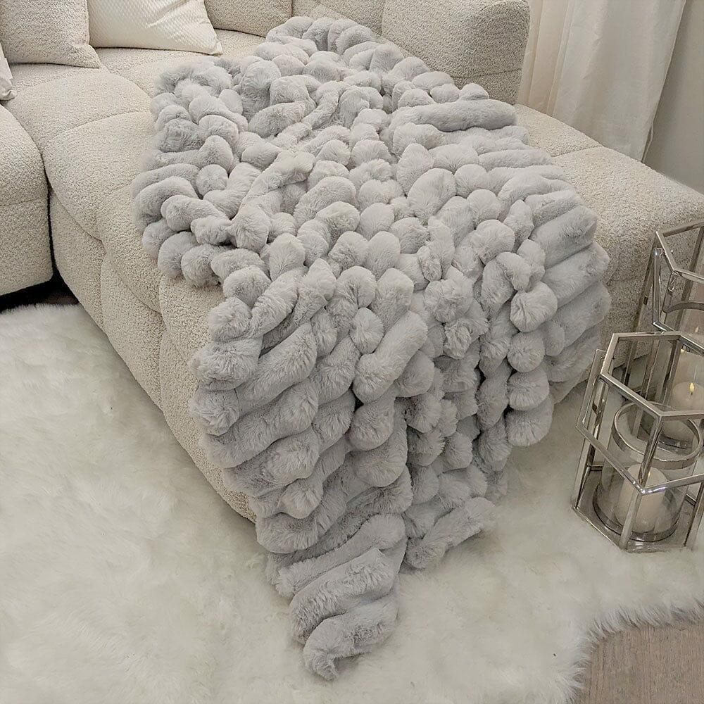 Beadspreads & Throws |   Isla Grey Chunky Ribbed Faux Fur Throw Beadspreads & Throws Beadspreads & Throws