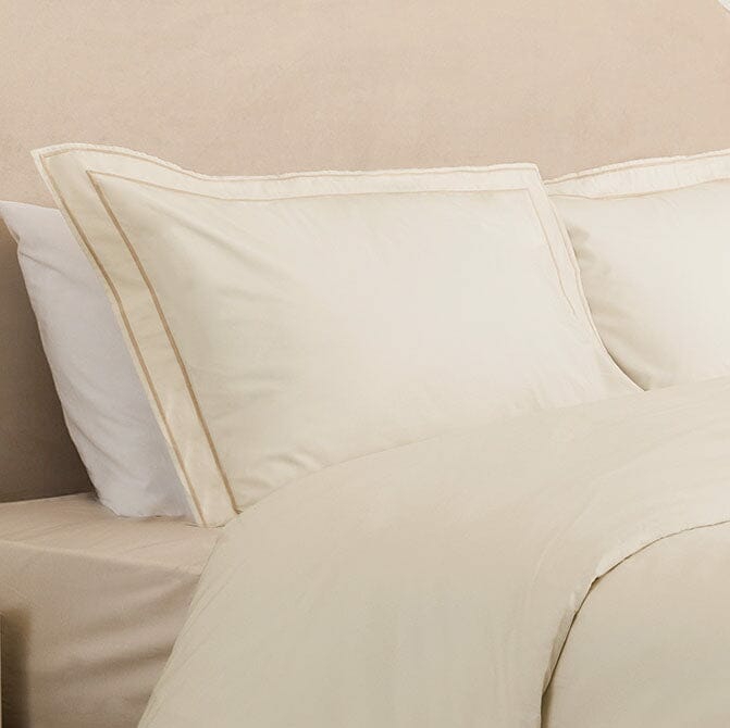 Bedding |   Bliss 200 Thread Count 100% Cotton Cream Oxford Pillowcase With Double Taupe Cord Stitch Detail – Set Of 2 Bed Accessories Bedding