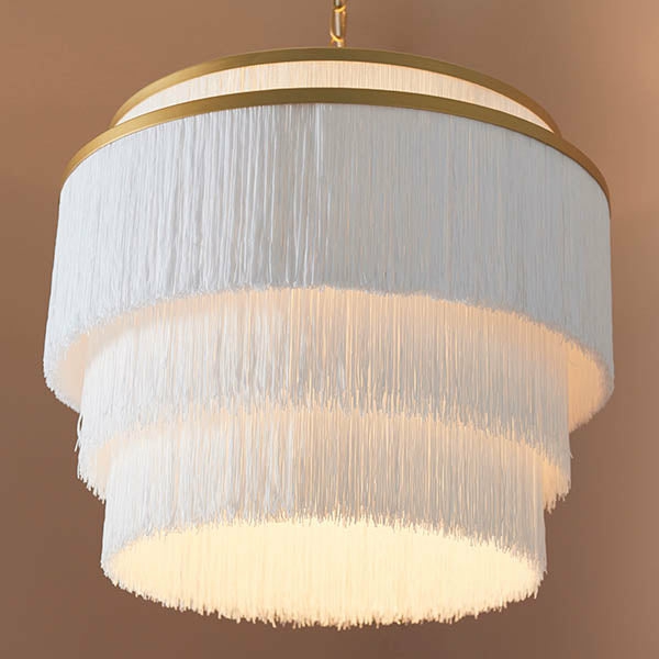 Ceiling Lights |   Jessamine Gold & White Fringed Pendant Ceiling Light Ceiling Lights Ceiling Lights