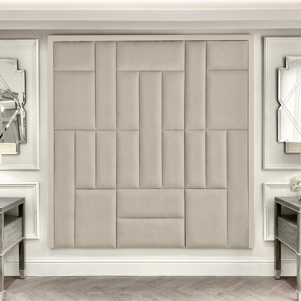 Headboard Panels |   Kensington Grey & Off White Premium Abstract Headboard Headboard Panels Headboard Panels